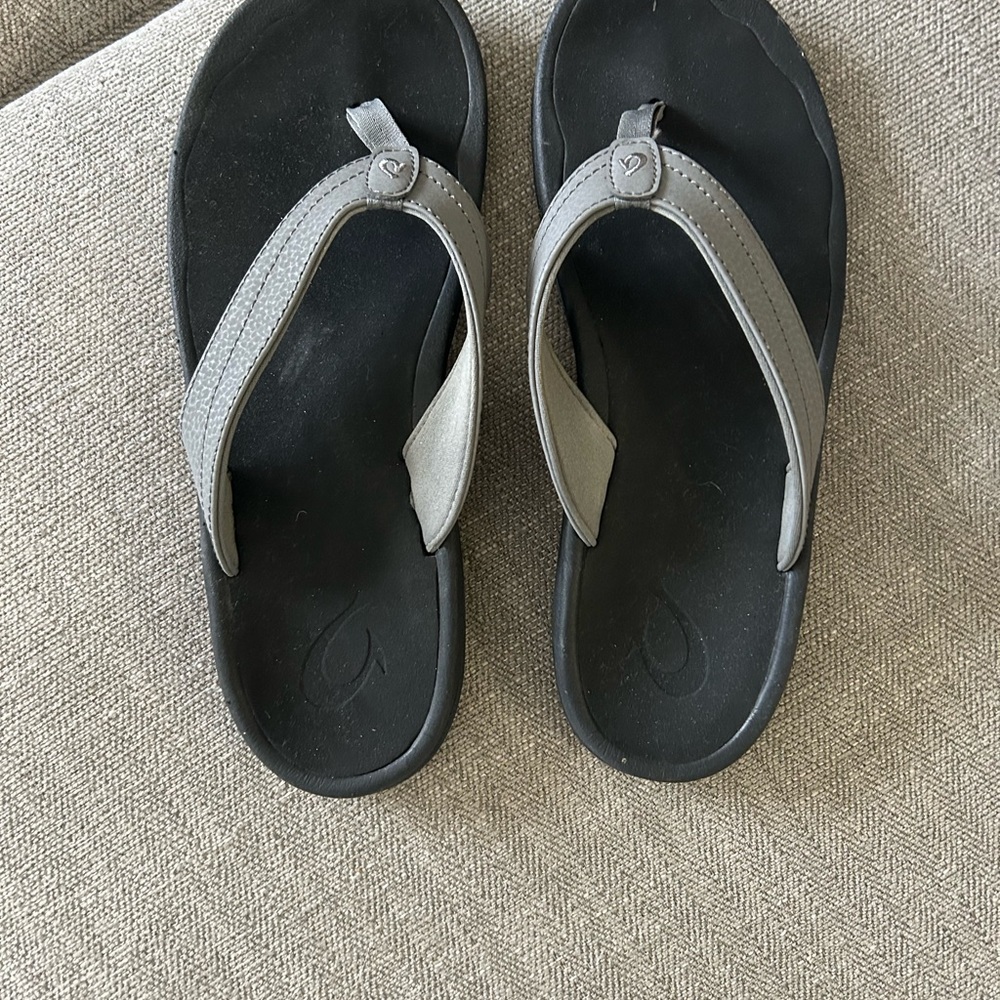 Gray and Black Flip Flops - OluKai Ohana